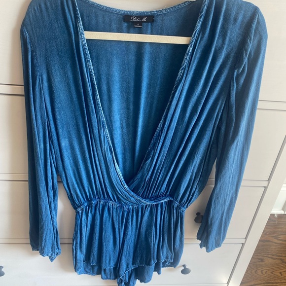 Boho Me Bell Sleeve Acid Wash Cover Up Romper - Picture 3 of 5